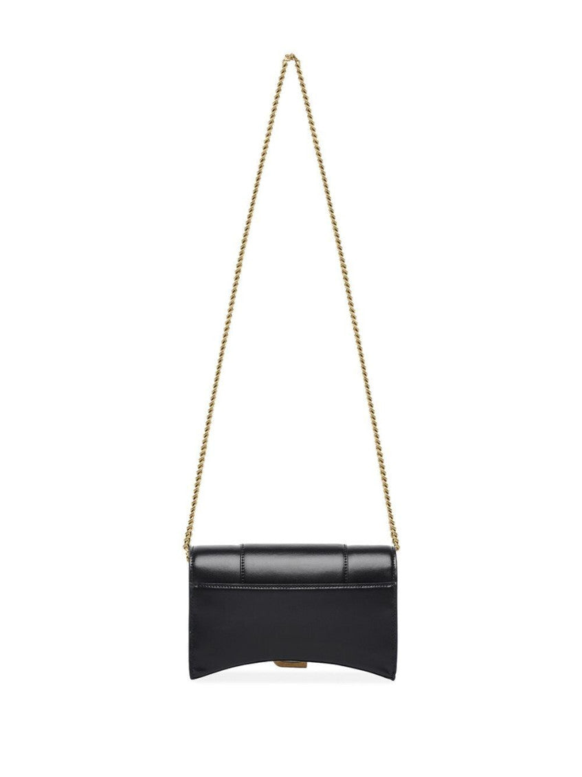 Black Hourglass Leather Crossbody Bag