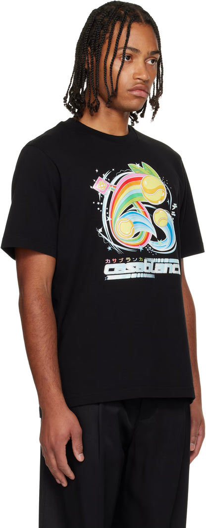 Black Manga Tennis Ball Short Sleeve T‑shirt