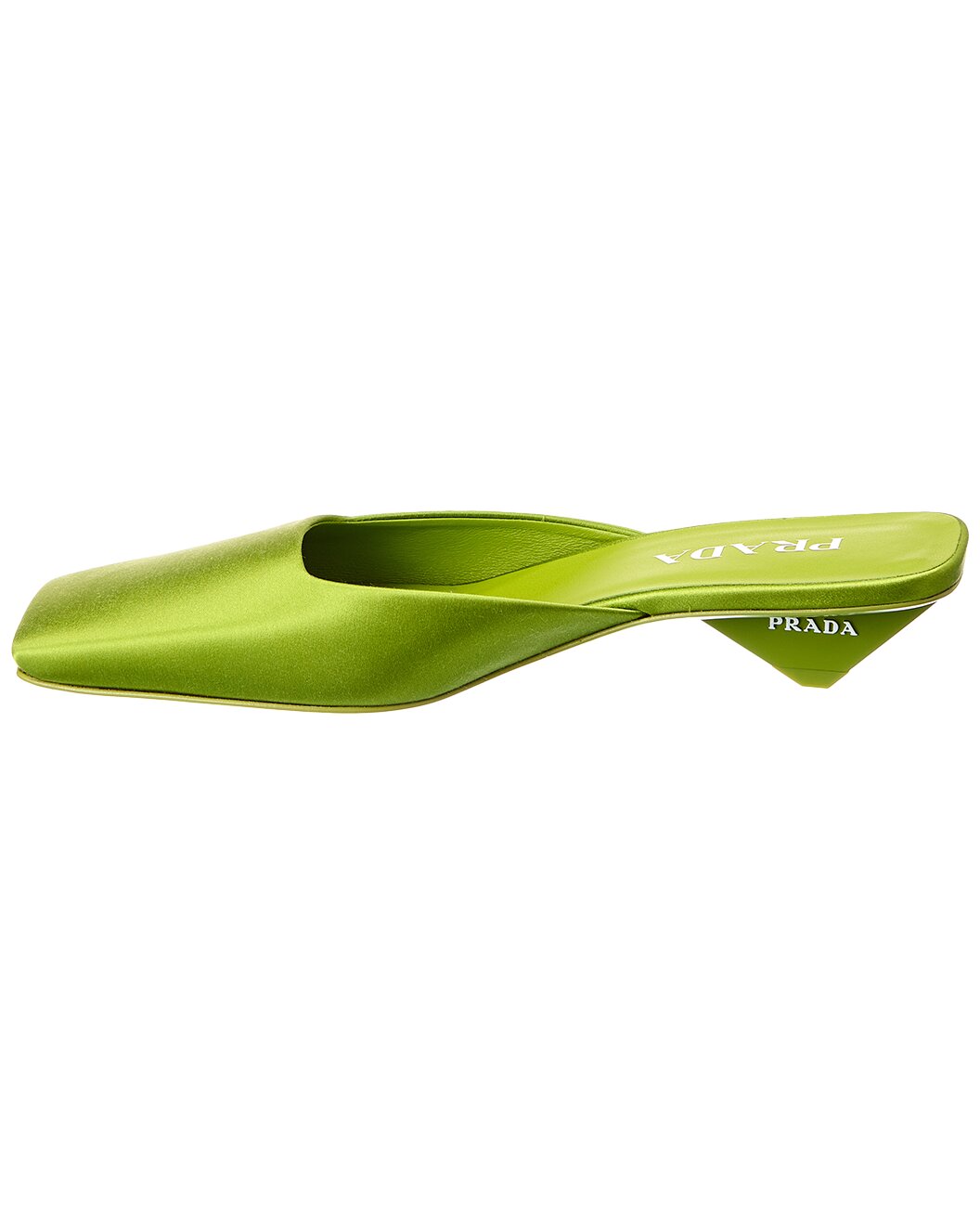 Prada Satin Lime Green Kitten Heel Mules