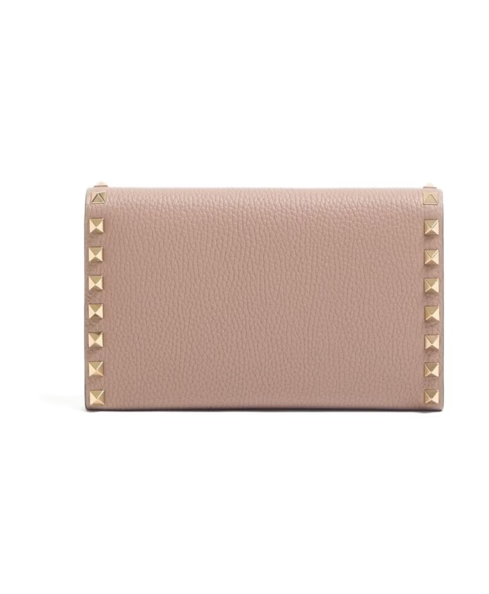 Beige Foldover Chain-link Shoulder Bag