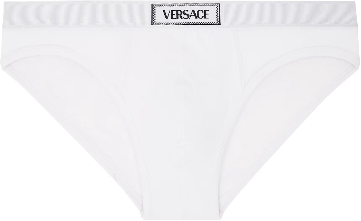 Versace Underwear White 90s Vintage Logo Briefs