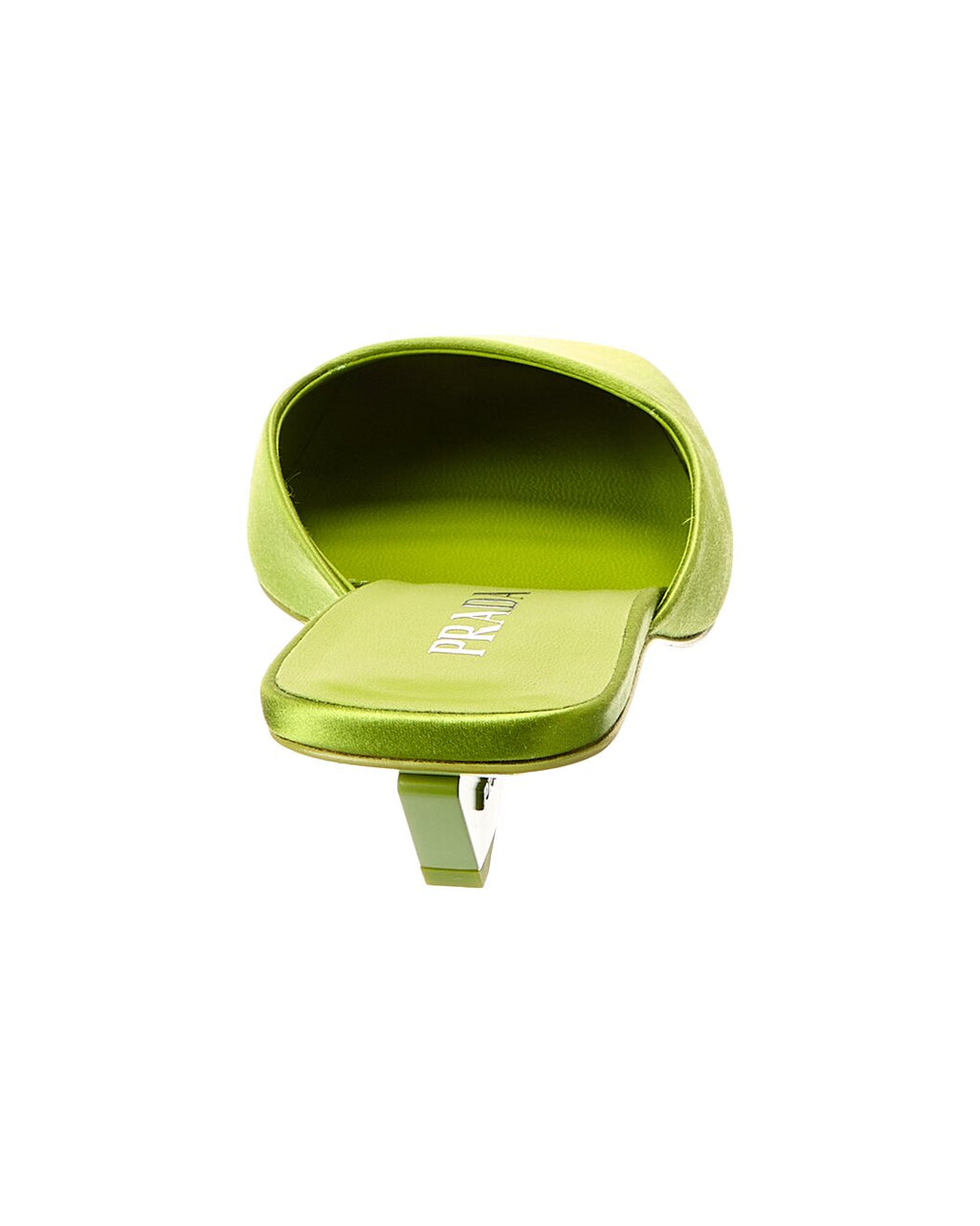 Prada Satin Lime Green Kitten Heel Mules