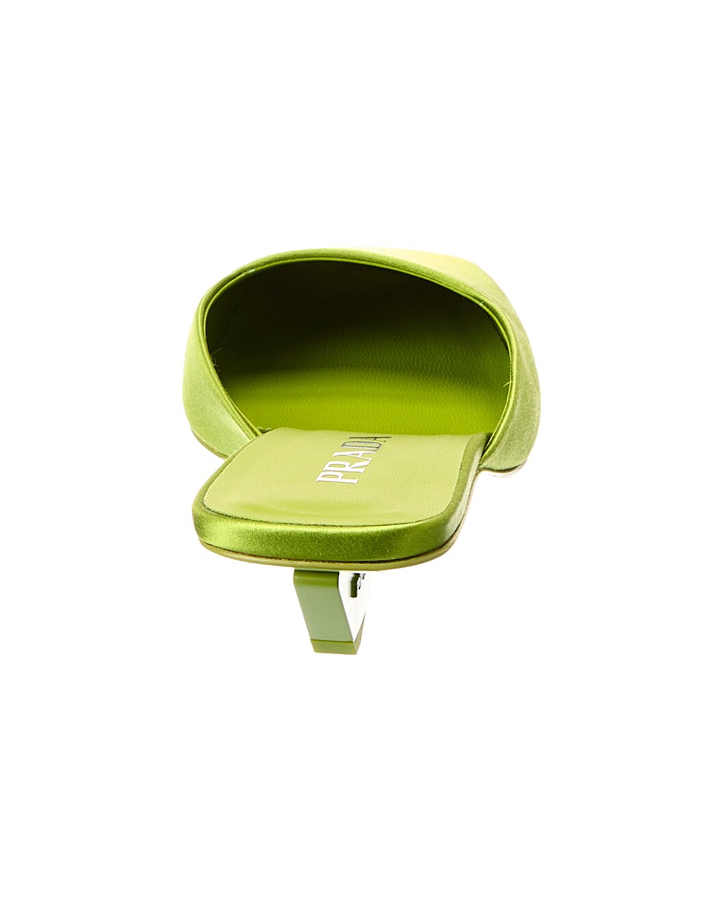 Prada Satin Lime Green Kitten Heel Mules