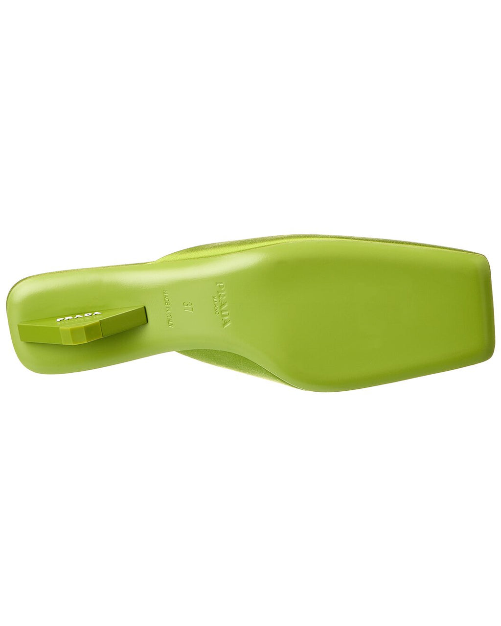 Prada Satin Lime Green Kitten Heel Mules