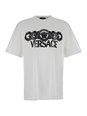 Versace White T-Shirt with Medusa Head Logo Print on the Front in Cotton Man