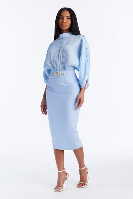 Chelsea Long Sleeve Midi Dress - Blue