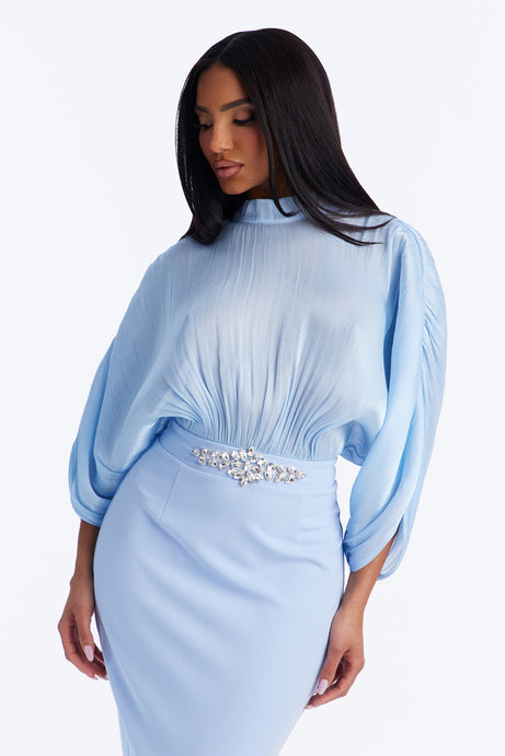 Chelsea Long Sleeve Midi Dress - Blue