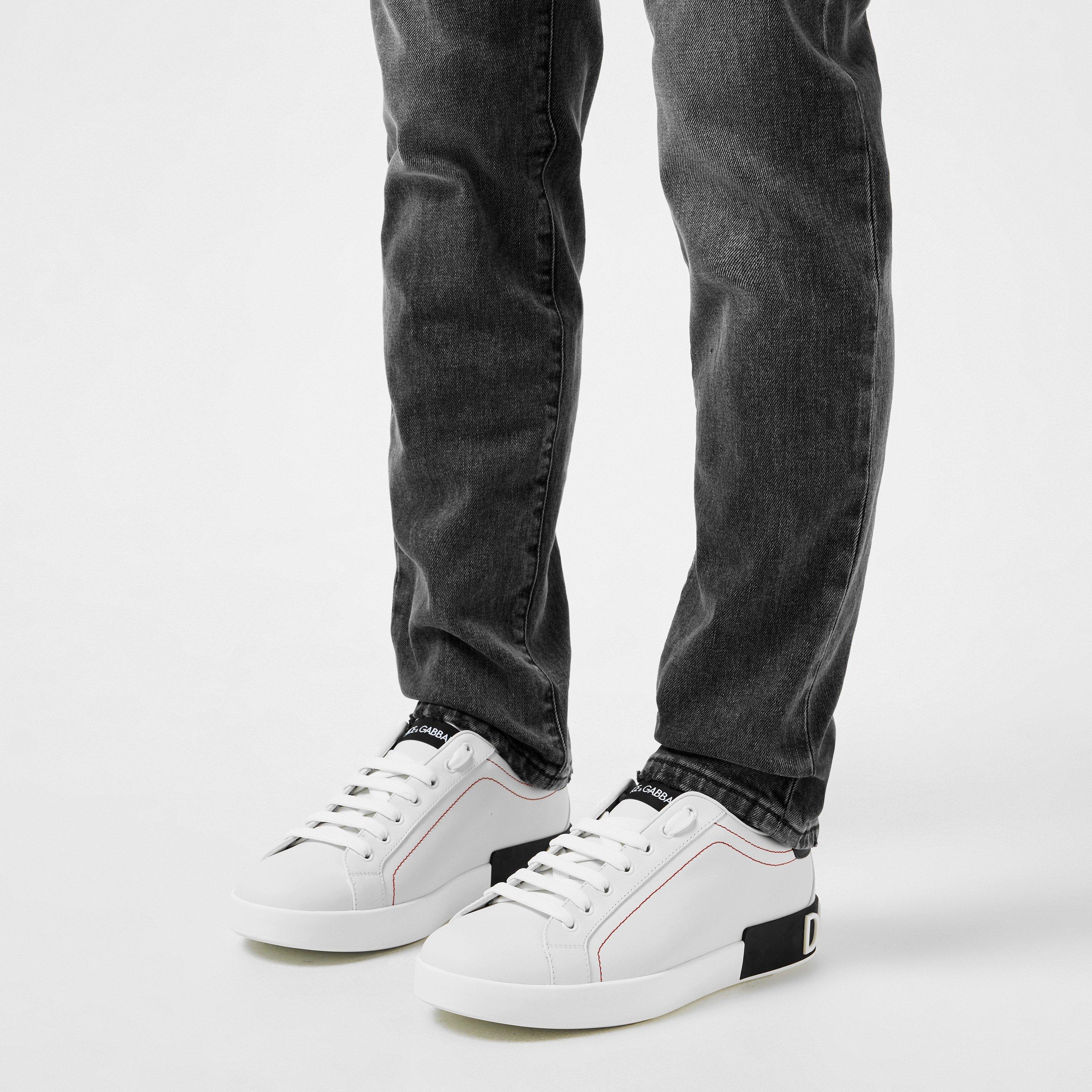 Men's Logo Portofino Leather Low-Top Trainers