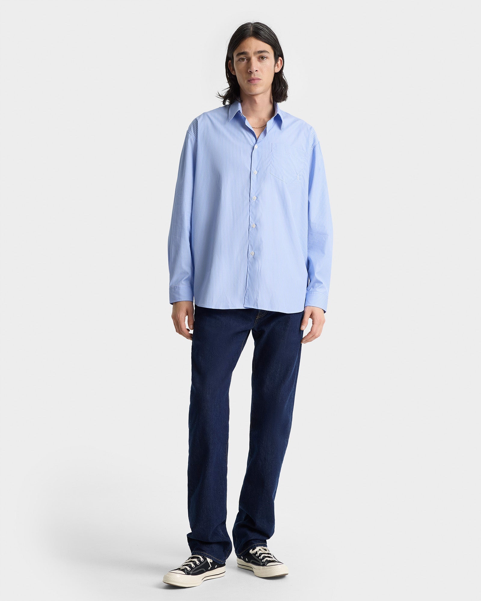 SRC Oversized Shirt - Light Blue Striped