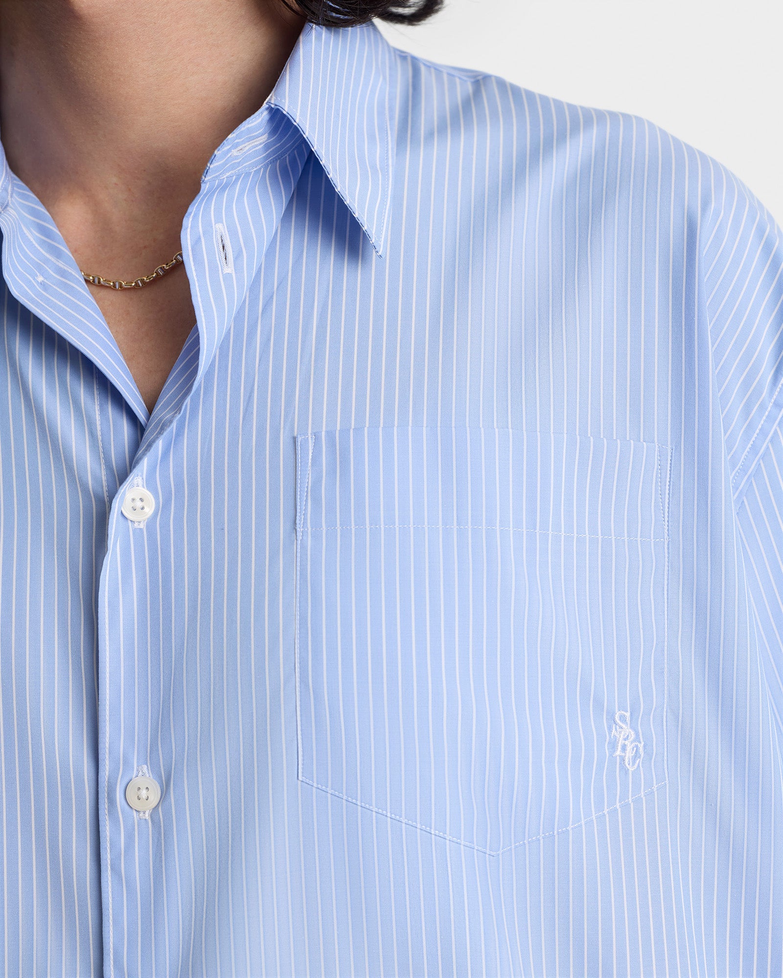 SRC Oversized Shirt - Light Blue Striped