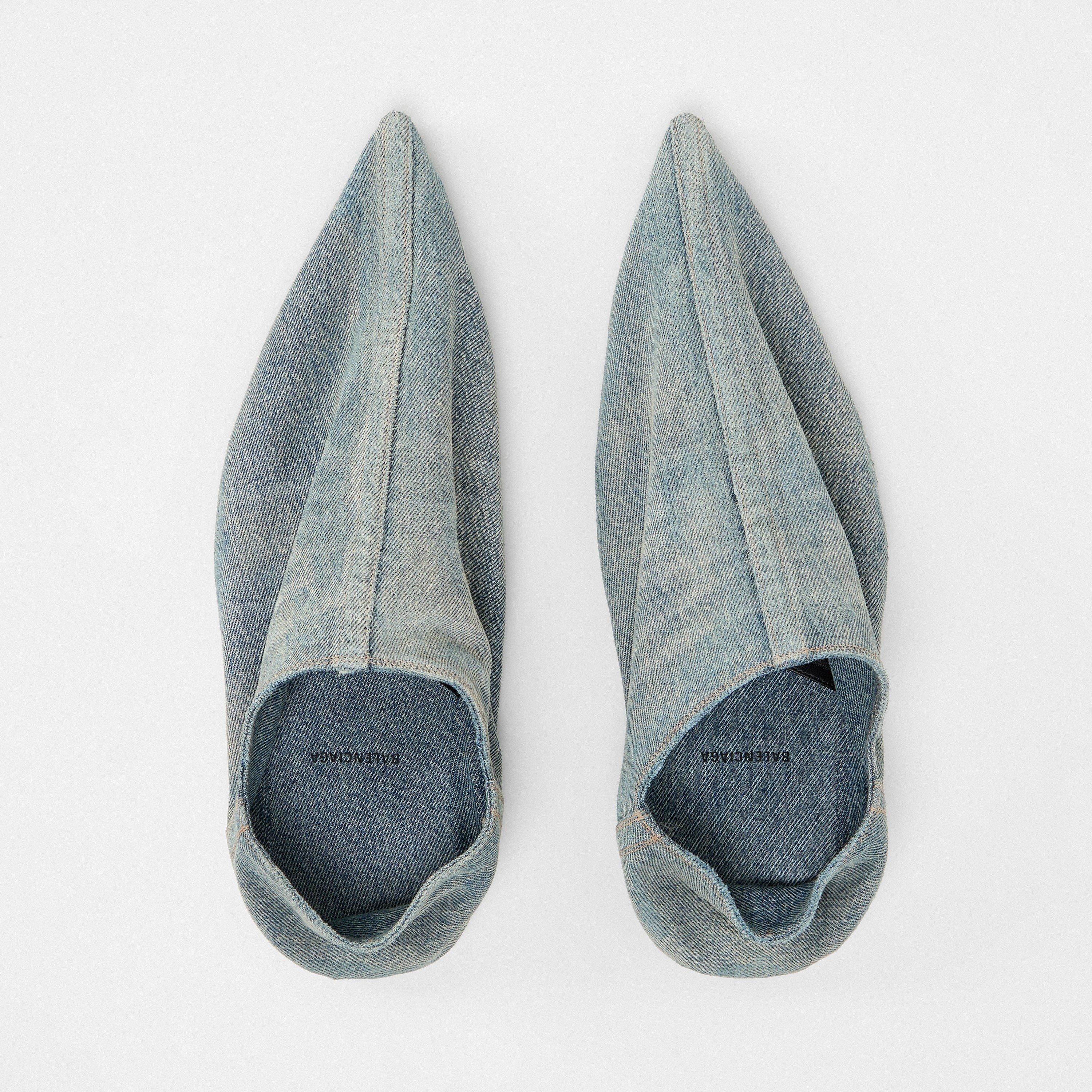 Pointed Denim Mules