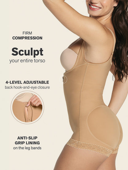 Firm Compression Open Bust Body Shaper Boyshorts