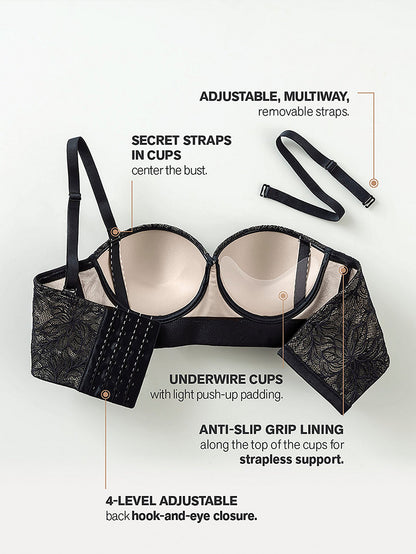 Firm Compression Strapless Lace Longline Bra