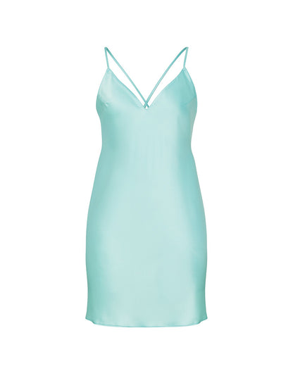Satin Open-Back Slip Dress