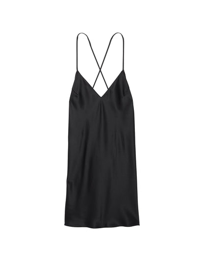 Satin Open-Back Slip Dress