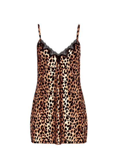 Satin Rose Lace-Trim Mini Slip Dress