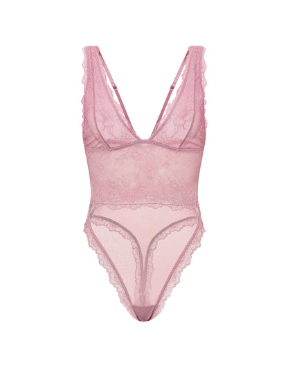 Sheer Rose Plunge Bodysuit