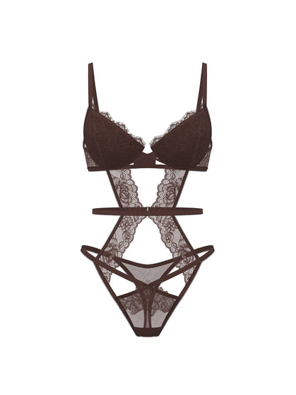 Rose Lace Lightly Lined Strappy Teddy