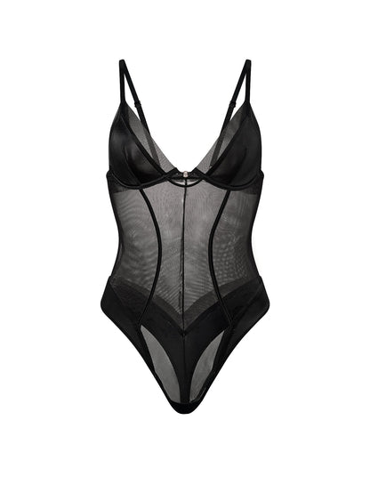 Sheer Reveal Mesh Triangle Bodysuit