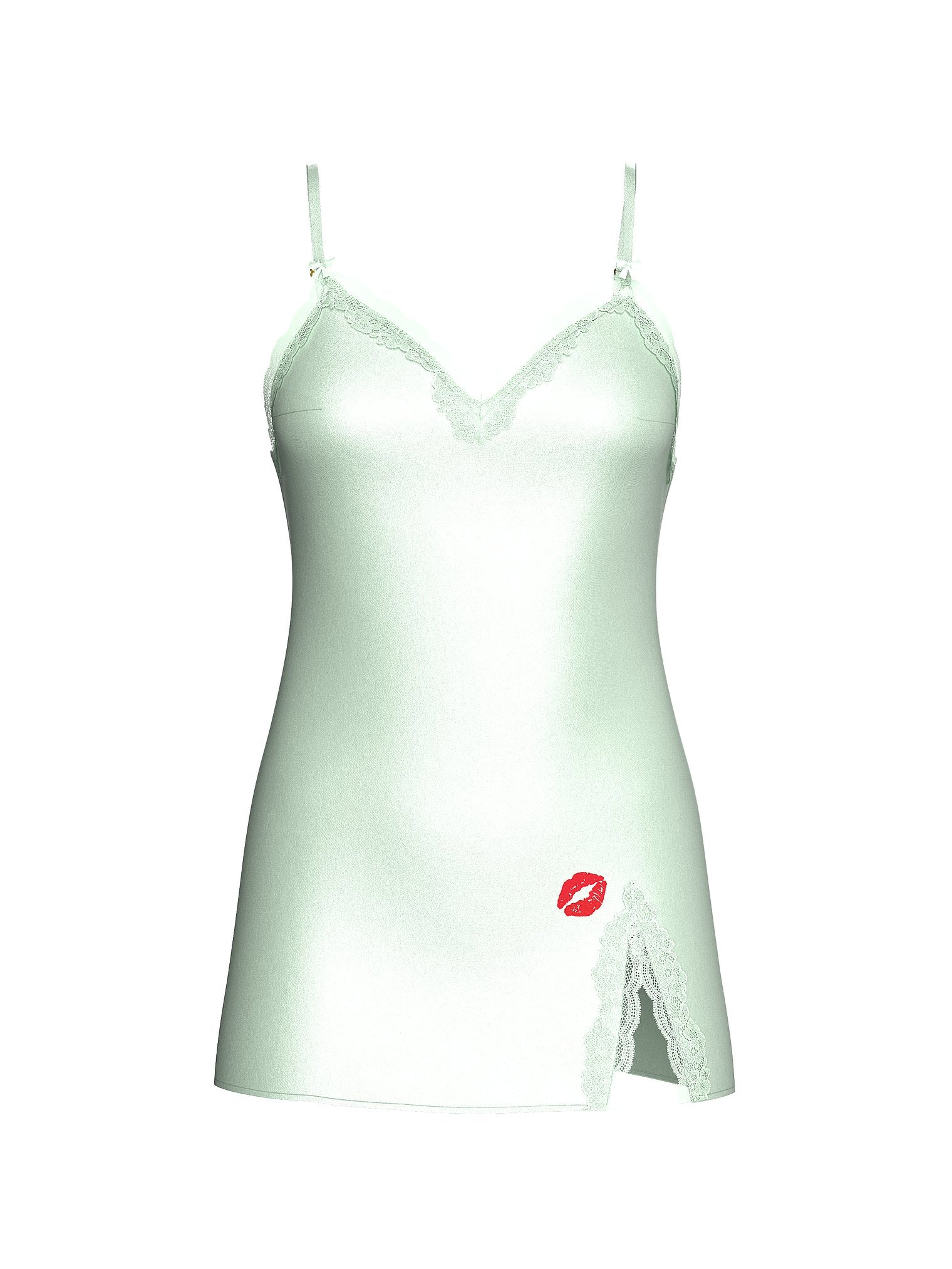 Tease Satin Lace-Trim Mini Slip Dress