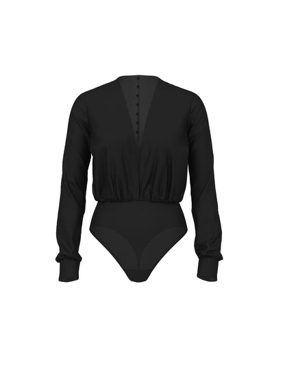 Satin Plunge Blouse Bodysuit