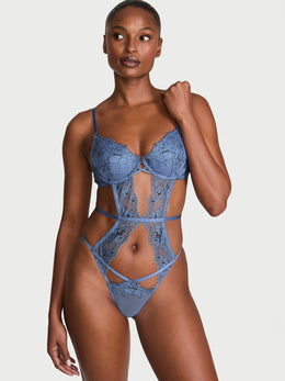 Denim Rose Lace Lightly Lined Strappy Teddy