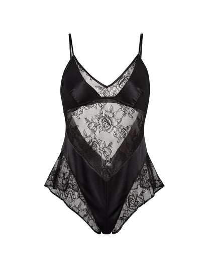 Satin & Rose Lace Flutter Romper