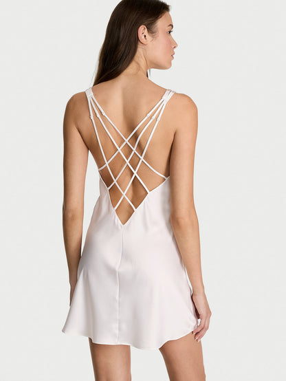 Gradient Shine Strap Satin Slip Dress
