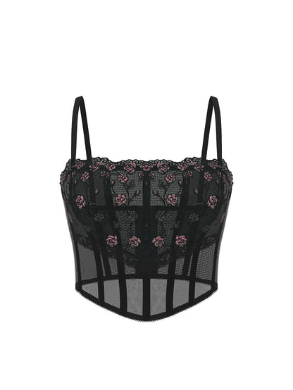 Tease Rose Embroidery Corset Top