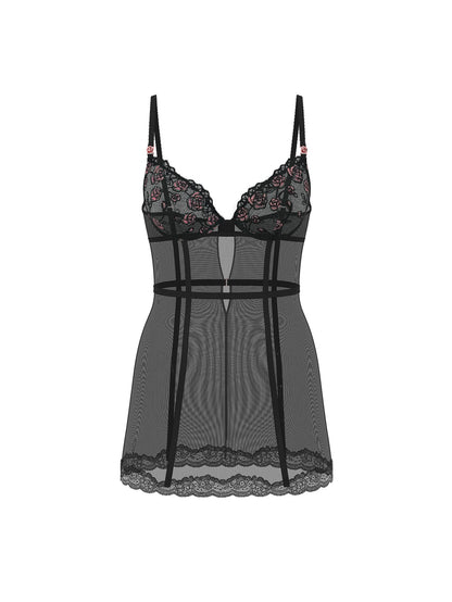 Tease Rose Embroidery Cupped Mini Slip Dress