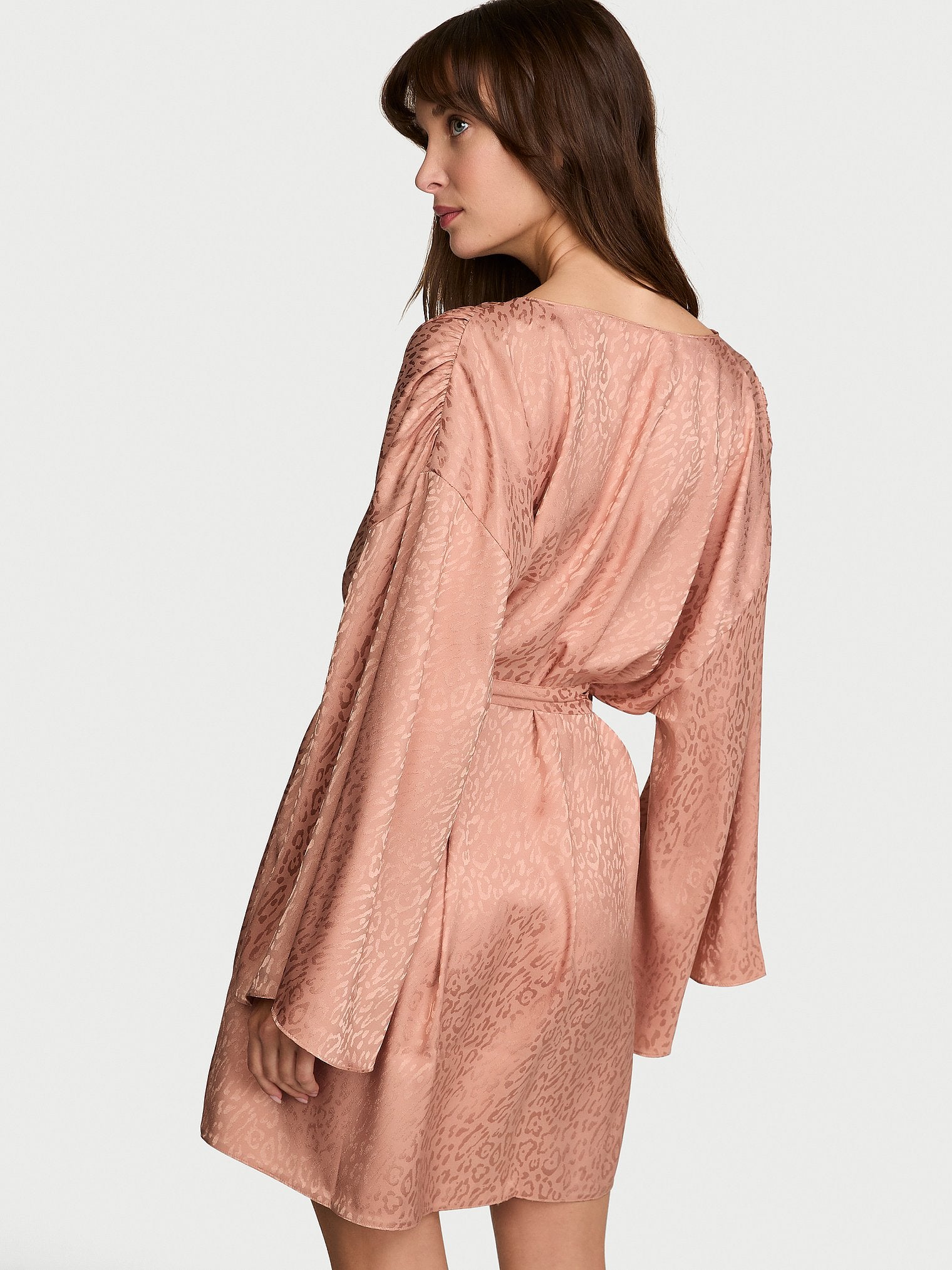 Leopard Jacquard Satin Short Robe