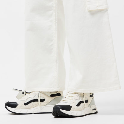 Kick- Panelled Chunky Leather Lace Up Low-Top Trainers