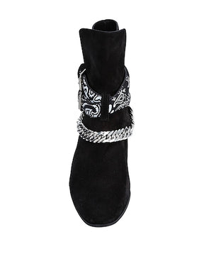Amiri Black Suede Chain-Embellished Ankle Boots