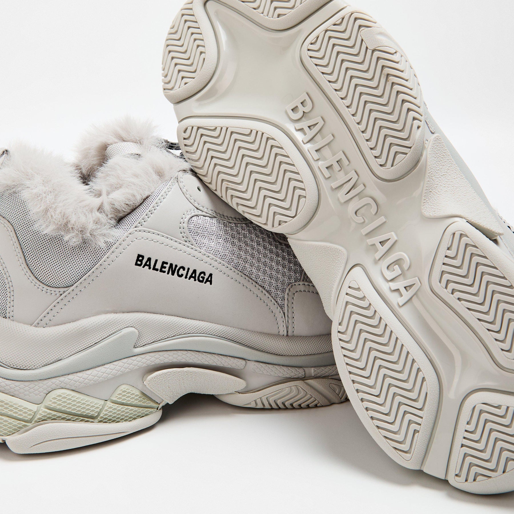 Triple S Fake Fur Sneakers