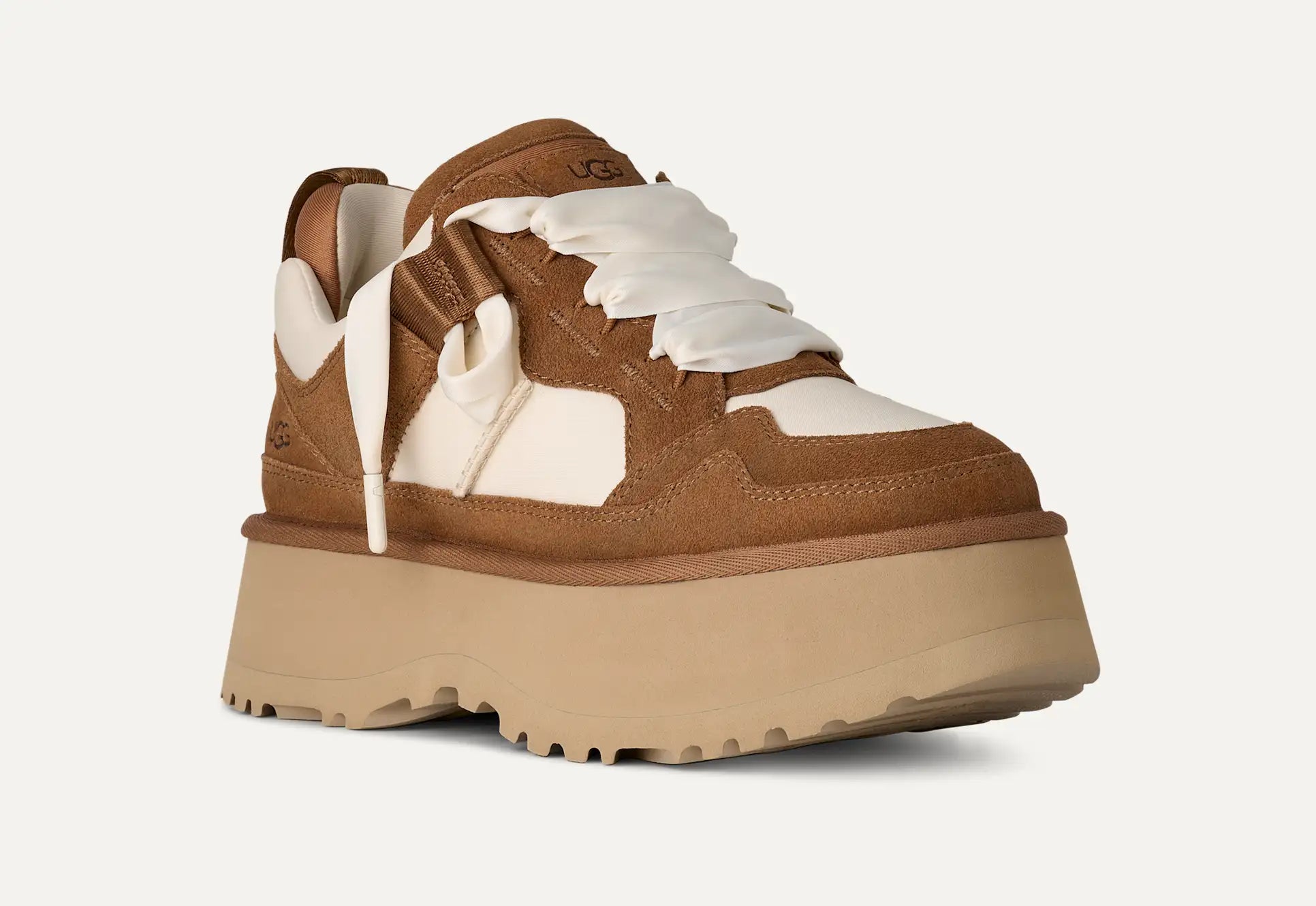 UGG Astromel Platform Sneaker – 2" Sugarcane EVA Sole, Satin & Ticked Laces, Recycled Upper