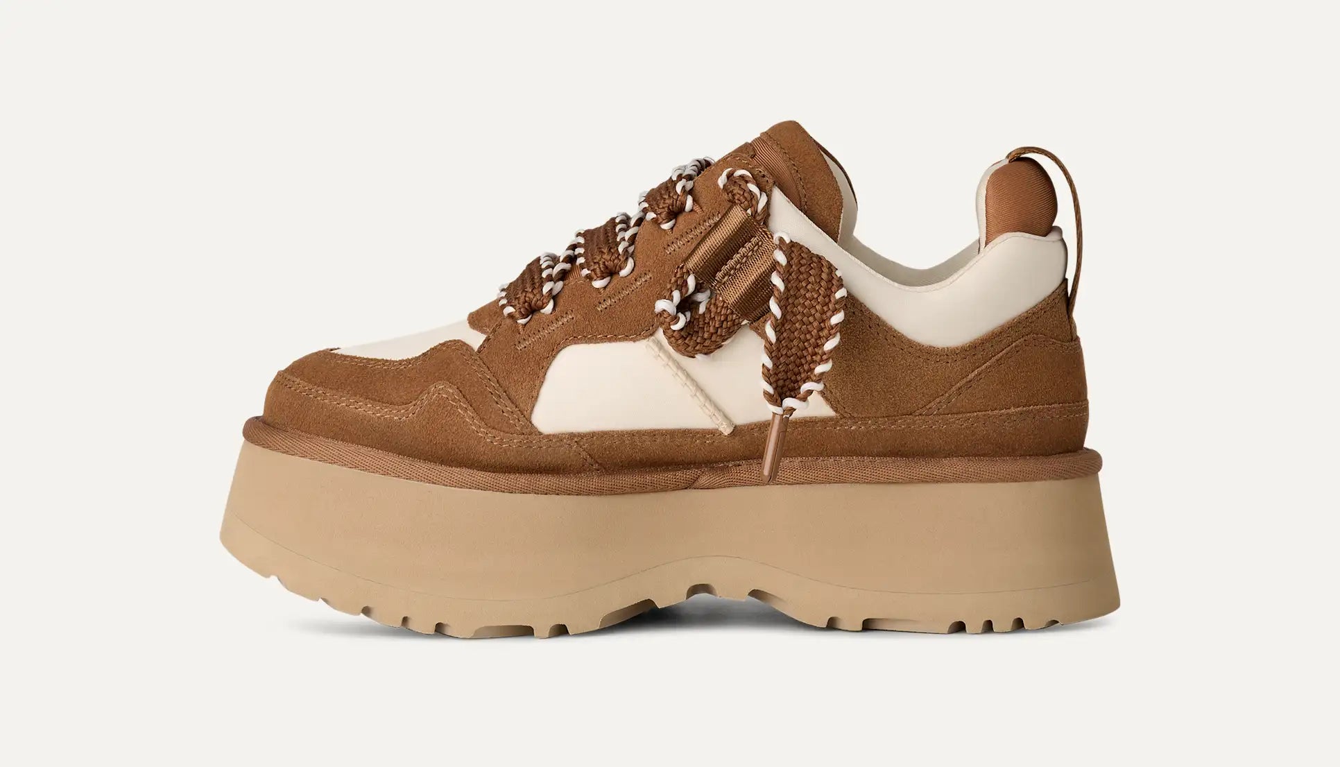 UGG Astromel Platform Sneaker – 2" Sugarcane EVA Sole, Satin & Ticked Laces, Recycled Upper