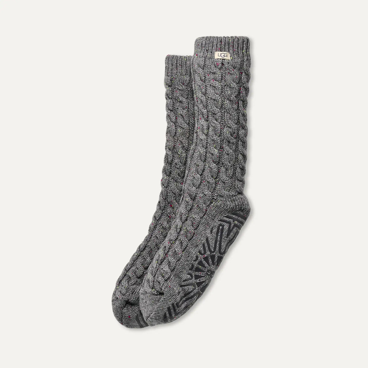UGG® Elowyn Cable Knit Fleece Lined Crew Sock – Cozy Indoor Grip Sock