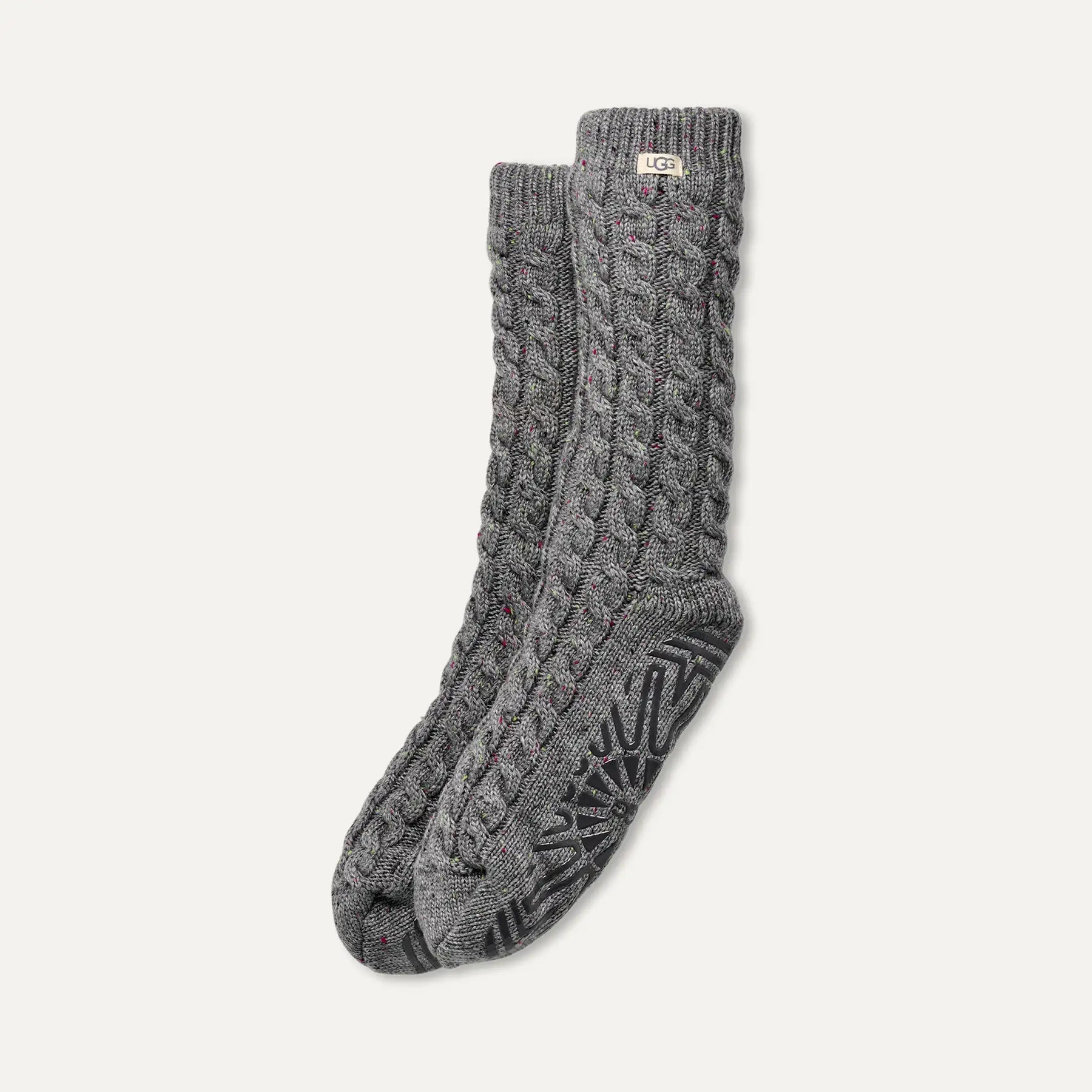 UGG® Elowyn Cable Knit Fleece Lined Crew Sock – Cozy Indoor Grip Sock