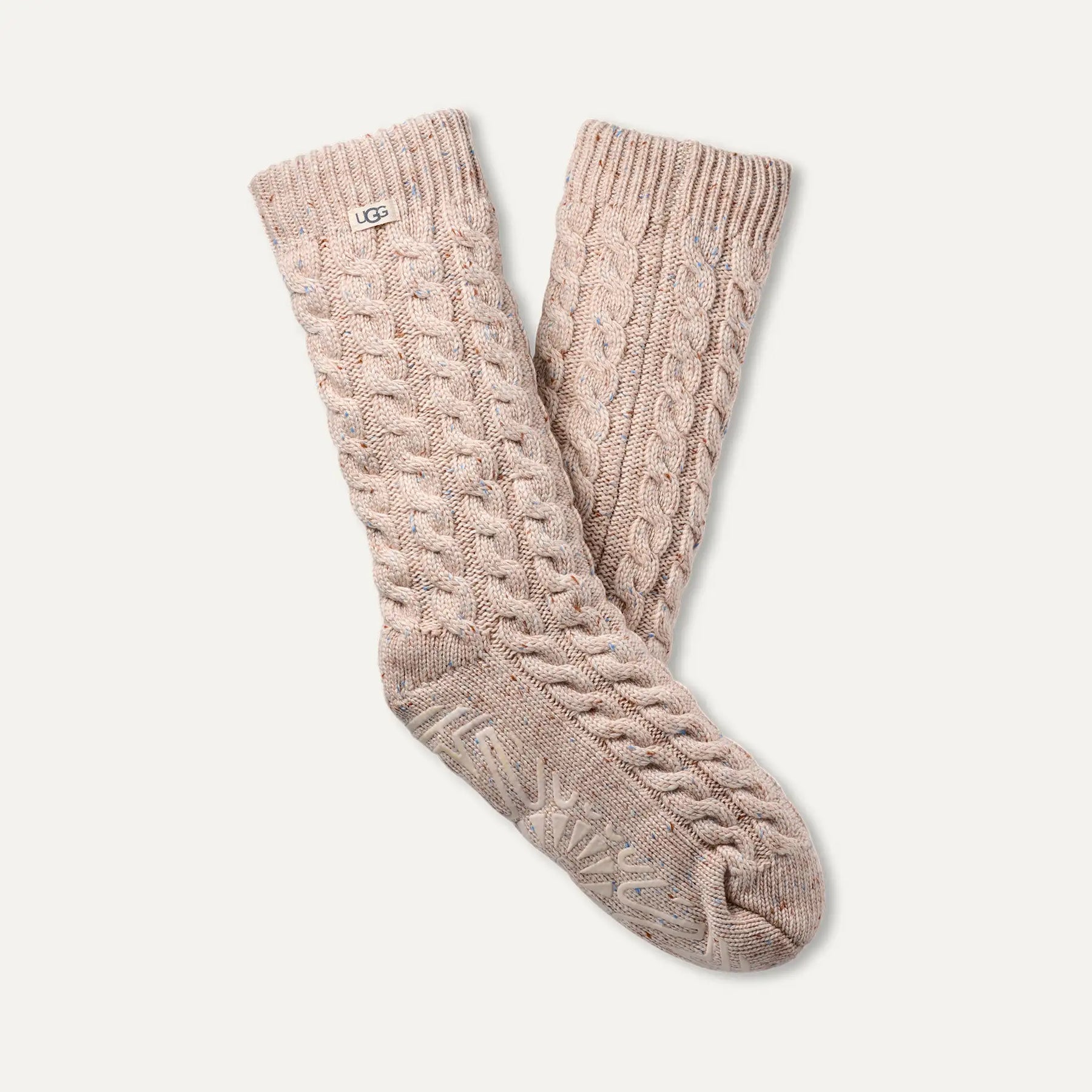 UGG® Elowyn Cable Knit Fleece Lined Crew Sock – Cozy Indoor Grip Sock
