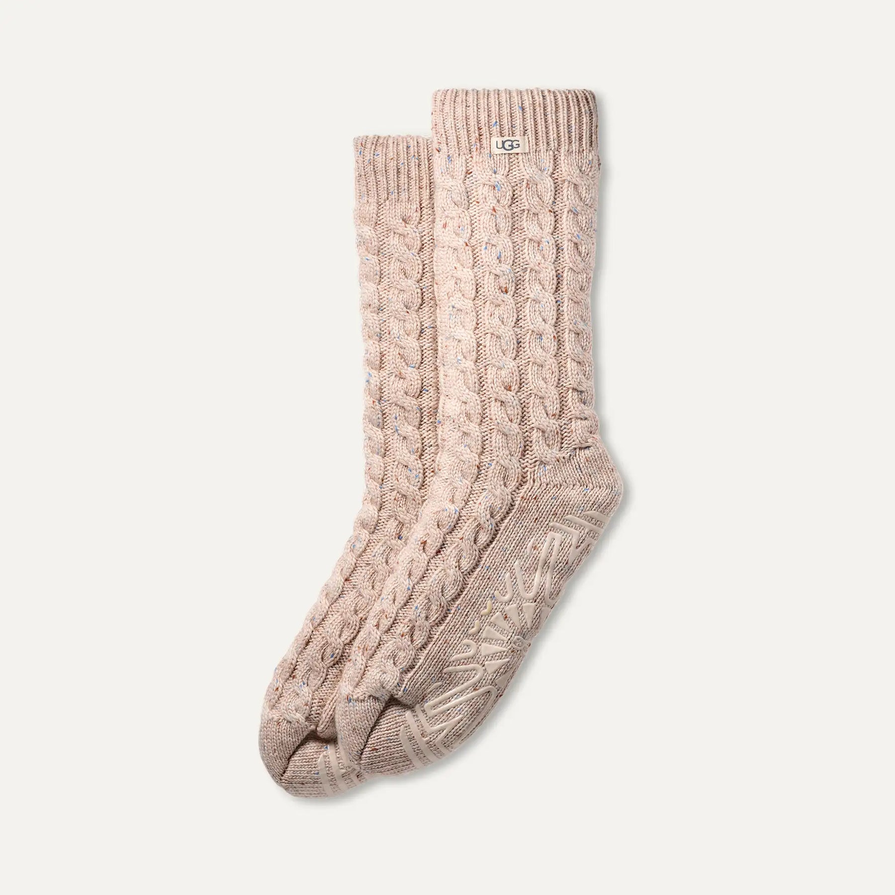 UGG® Elowyn Cable Knit Fleece Lined Crew Sock – Cozy Indoor Grip Sock
