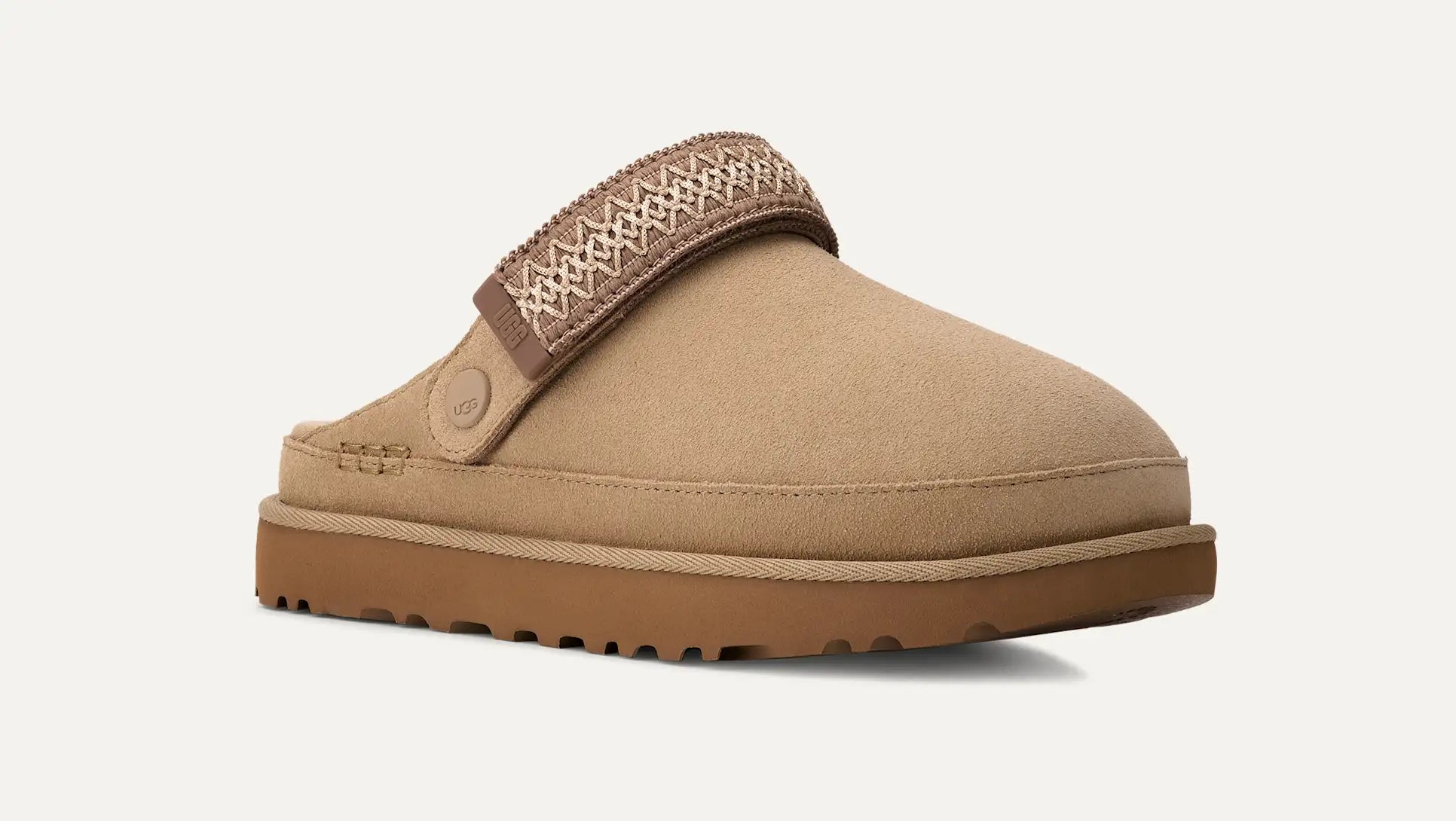 UGG Women's Goldenstar Suede Platform Clog with Adjustable Heel Strap – Lightweight & Eco-Friendly Comfort