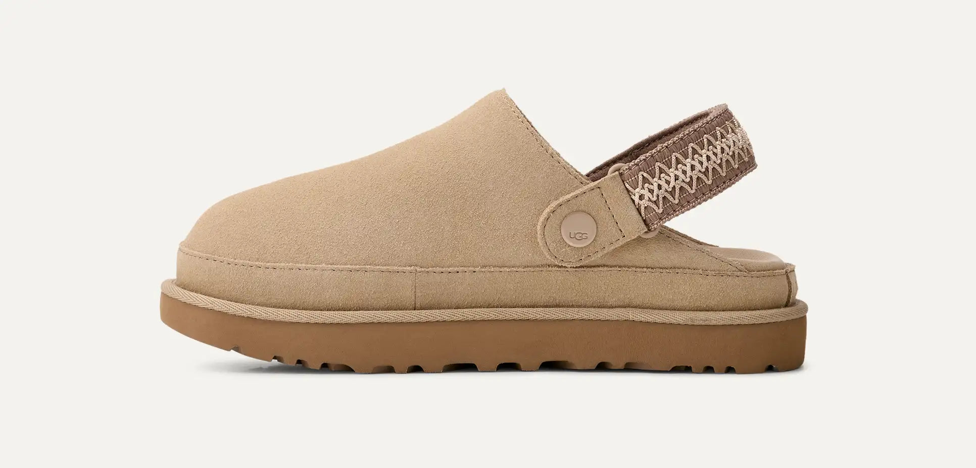 UGG Women's Goldenstar Suede Platform Clog with Adjustable Heel Strap – Lightweight & Eco-Friendly Comfort