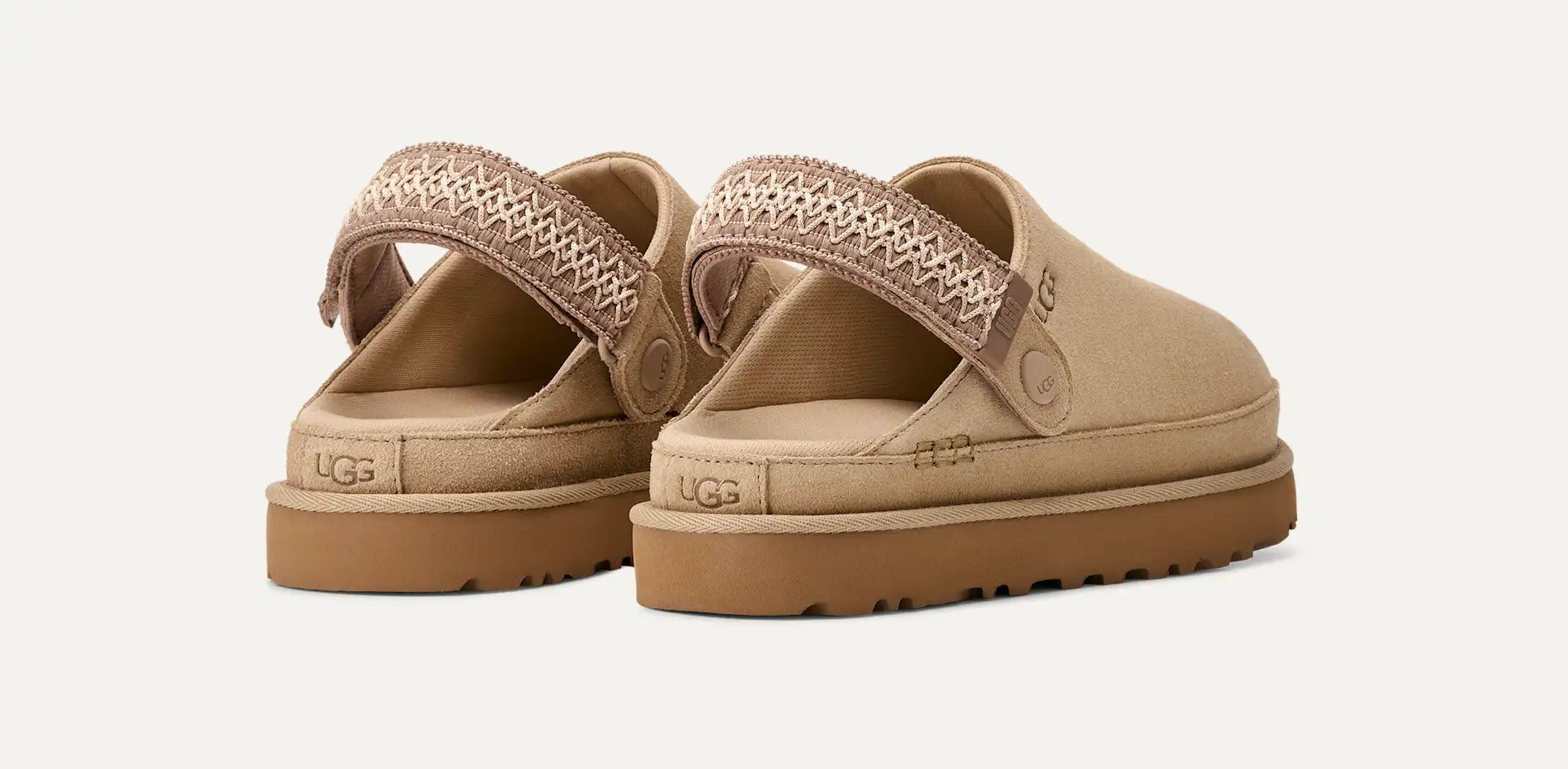 UGG Women's Goldenstar Suede Platform Clog with Adjustable Heel Strap – Lightweight & Eco-Friendly Comfort