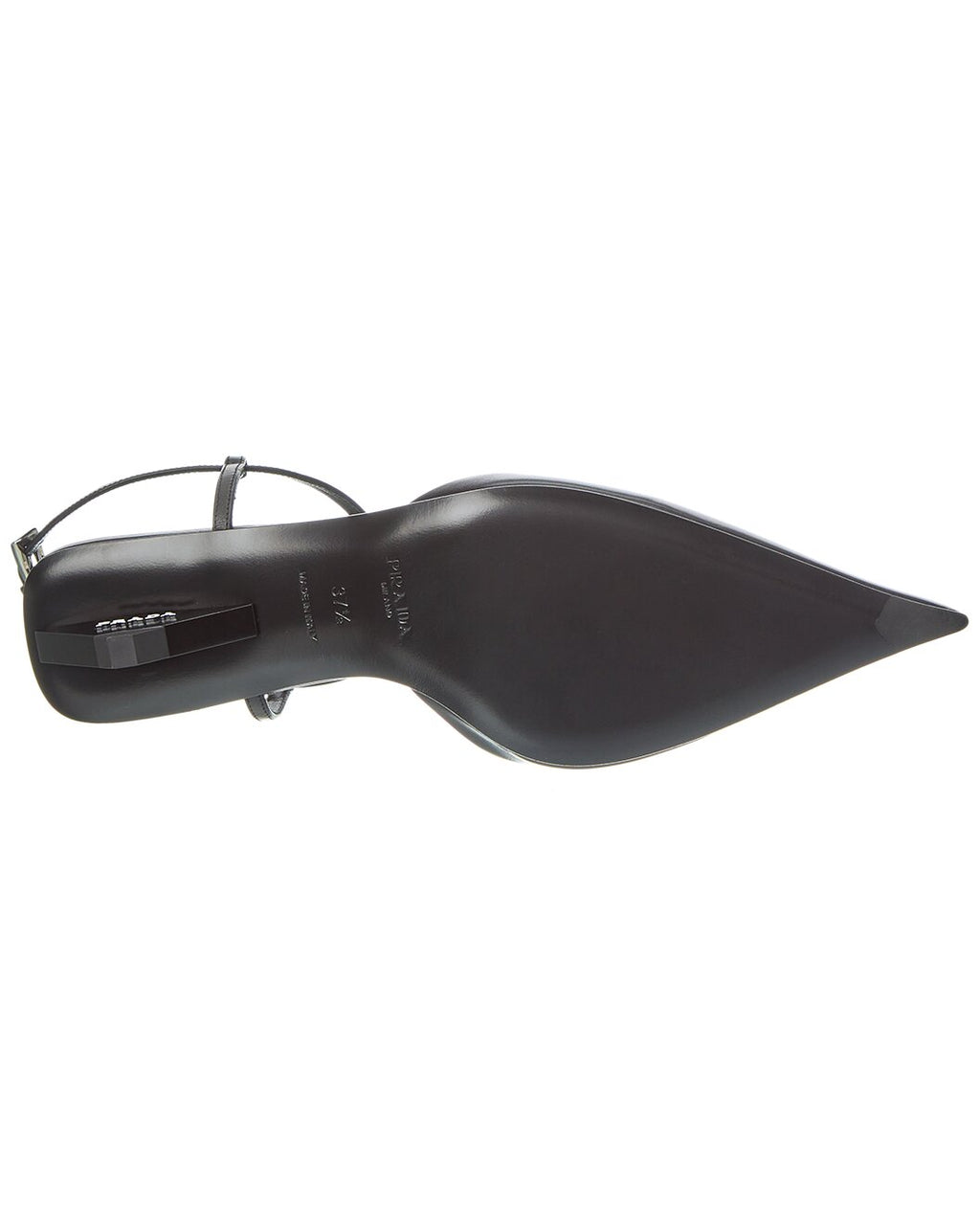 Prada Black Leather Pointed-Toe T-Strap Kitten Heels