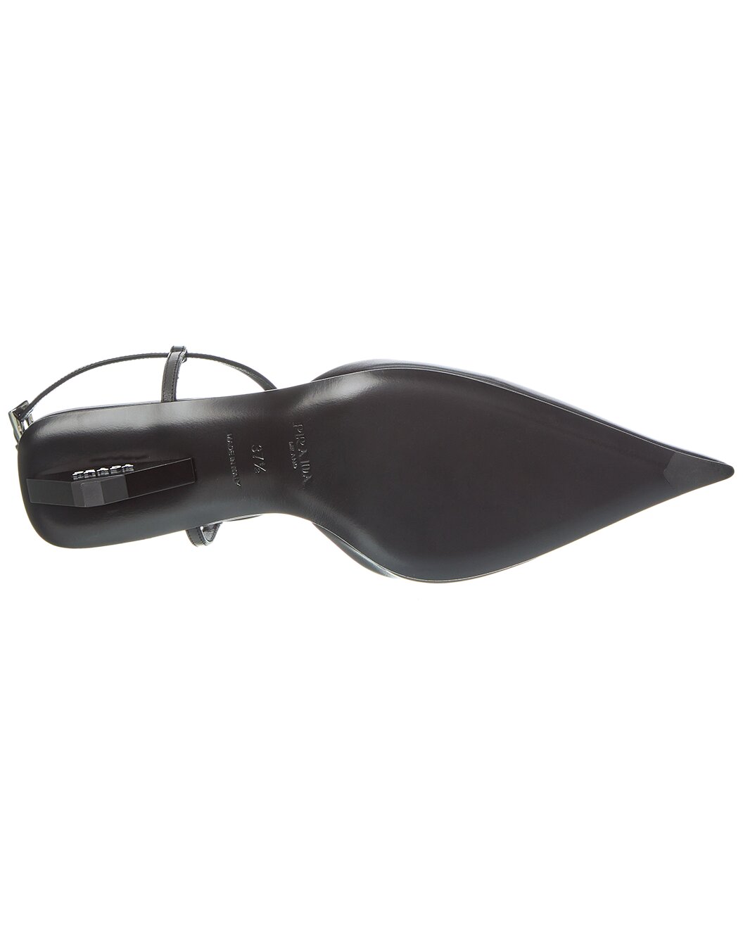 Prada Black Leather Pointed-Toe T-Strap Kitten Heels