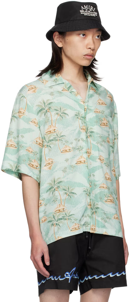 Green 'Amiri' Repeat Palm Shirt