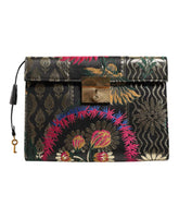 Multicolor Jacquard Floral Document Briefcase Bag