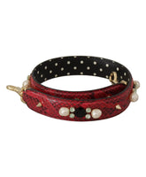 Elegant Red Python Leather Shoulder Strap