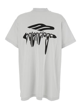 Balenciaga '3B Liquified' White T-Shirt with Logo Print on the Front in Cotton Man