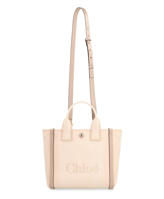 Canvas tote bag with leather details